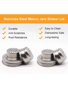 Paquete de 2 tapas de shaker Together-life de acero inoxidable 2