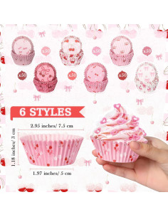 300 Forros de Cupcakes Rosa con Lazo Reallnaive 30x50 mm 2