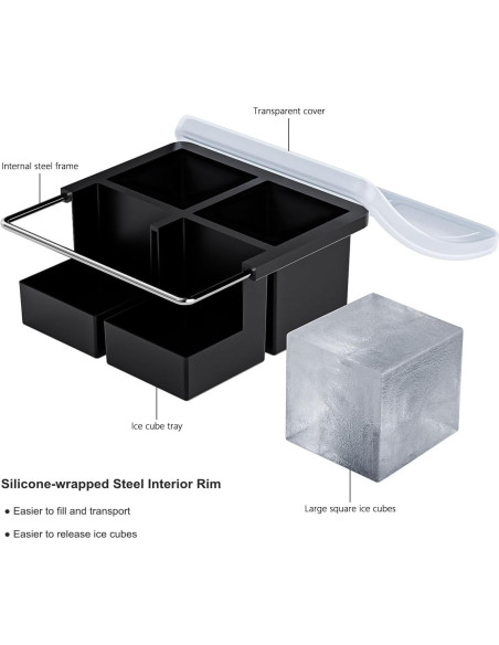 Bandeja de Hielo Grande Bangp 2 Piezas Silicona Cuadrada