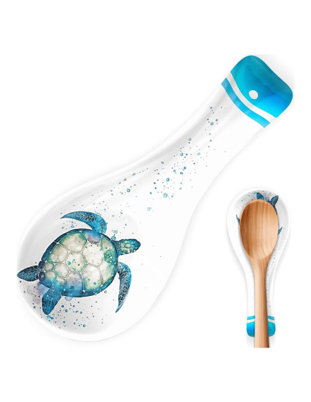 Soporte para cuchara de cerámica tortuga marina Rengra 25.4x10.8cm
