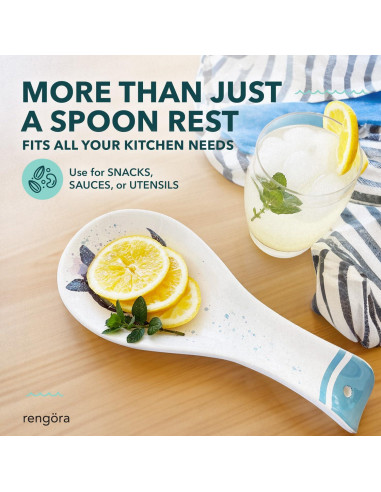 Soporte para cuchara de cerámica tortuga marina Rengra 25.4x10.8cm