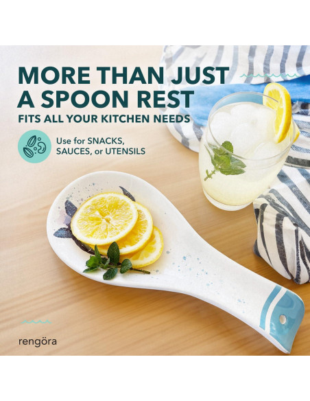 Soporte para cuchara de cerámica tortuga marina Rengra 25.4x10.8cm