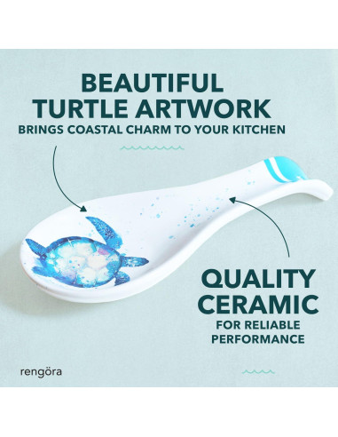 Soporte para cuchara de cerámica tortuga marina Rengra 25.4x10.8cm
