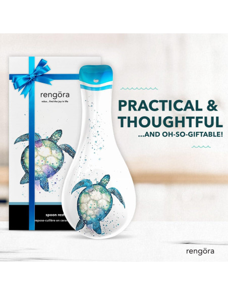 Soporte para cuchara de cerámica tortuga marina Rengra 25.4x10.8cm