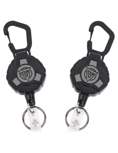 Paquete de 2 llaveros retráctiles Chambom con clip negro
