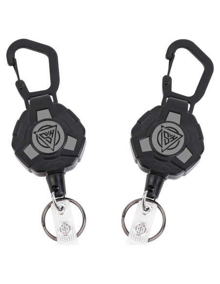 Paquete de 2 llaveros retráctiles Chambom con clip negro