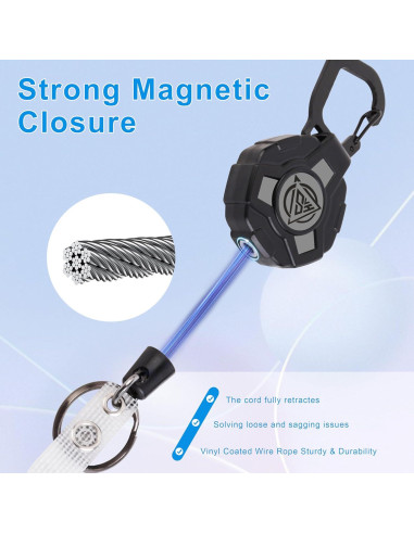 Paquete de 2 llaveros retráctiles Chambom con clip negro