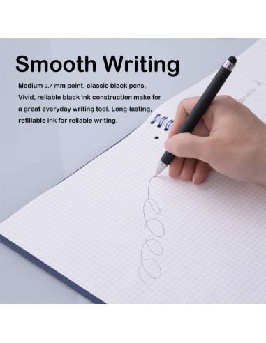 Bolígrafos de Gel Negro MiSiBao 0.7mm 18 Paquete con Stylus