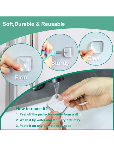 Protector de Pared Hicobos 6 Piezas Cuadrado Engrosado Transparente