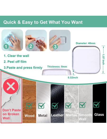 Protector de Pared Hicobos 6 Piezas Cuadrado Engrosado Transparente