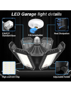 Paquete de 2 luces LED de garaje AUDLES 200W 20000LM E26/E27 2