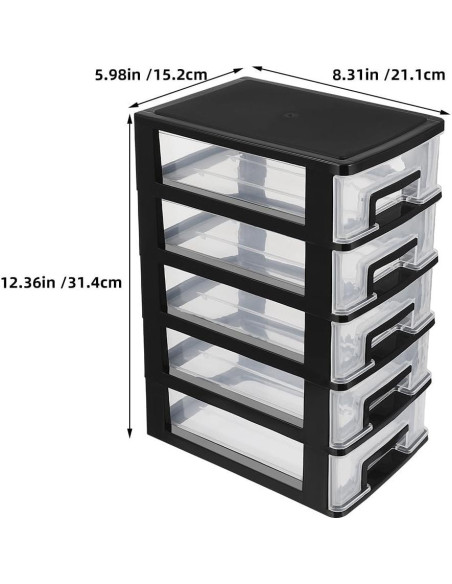 Organizador de Cajones de Plástico Cabilock 5 Capas Negro