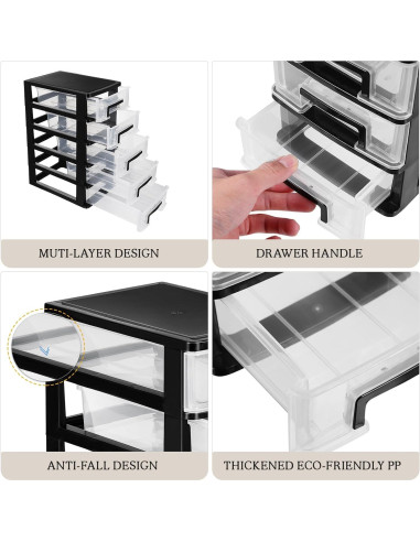 Organizador de Cajones de Plástico Cabilock 5 Capas Negro