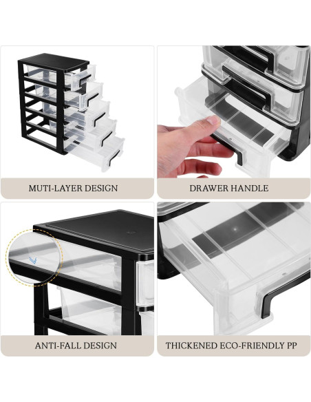 Organizador de Cajones de Plástico Cabilock 5 Capas Negro