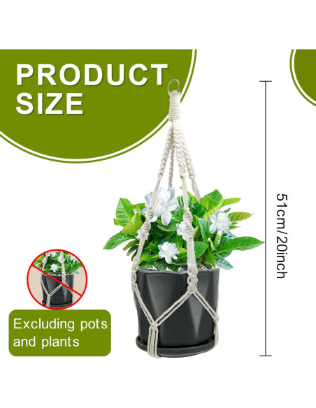 Soportes de Plantas de Macramé Rimoev 50.8 cm 2 Piezas