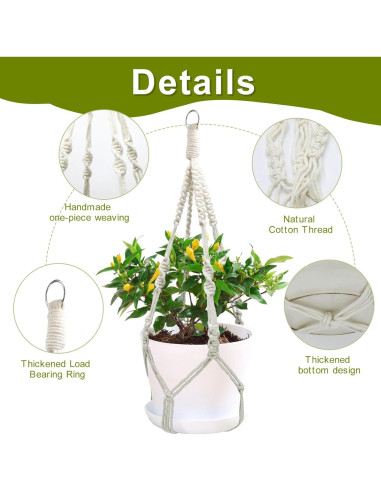 Soportes de Plantas de Macramé Rimoev 50.8 cm 2 Piezas