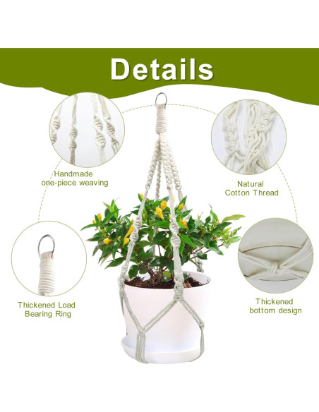 Soportes de Plantas de Macramé Rimoev 50.8 cm 2 Piezas