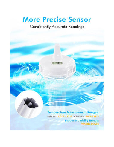 Termómetro de piscina digital NoWoW TX20 inalámbrico IPX8