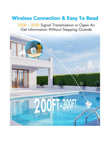 Termómetro de piscina digital NoWoW TX20 inalámbrico IPX8