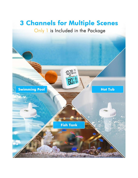 Termómetro de piscina digital NoWoW TX20 inalámbrico IPX8