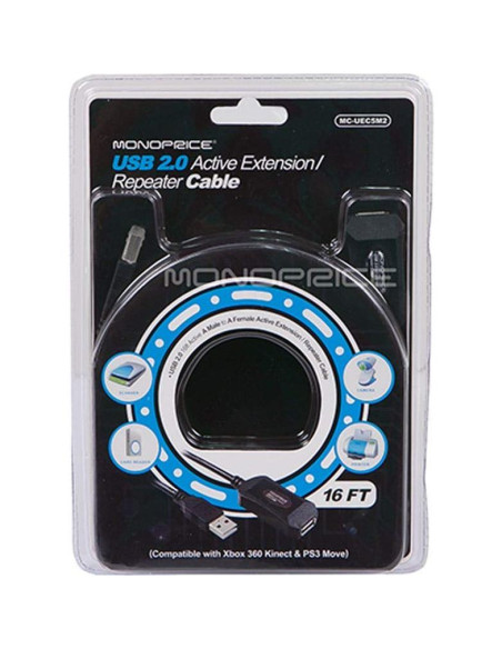 Cable de Extensión Activo USB 2.0 Monoprice 4.88m Negro