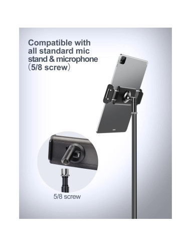 Soporte de Aluminio Elitehood para iPad y Micrófono 4.7-13"