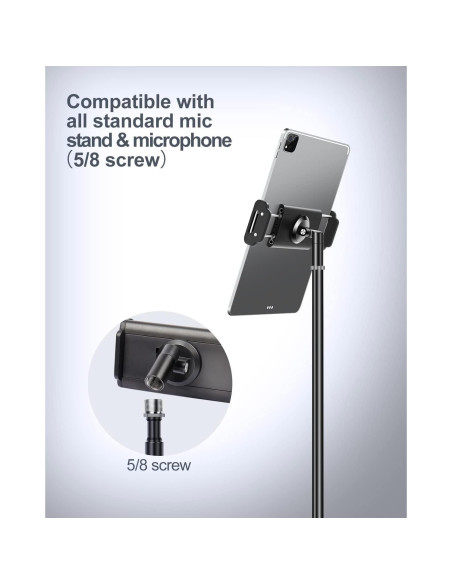 Soporte de Aluminio Elitehood para iPad y Micrófono 4.7-13"