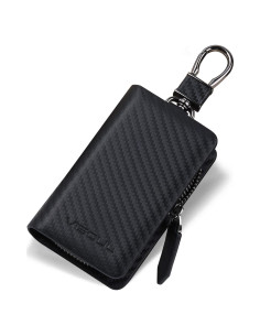 Funda de Llave de Coche VISOUL de Cuero Carbono Negro