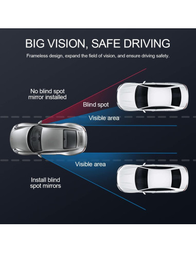 Espejo de Punto Ciego Blilo 2PCS Convexo Ajustable para Auto