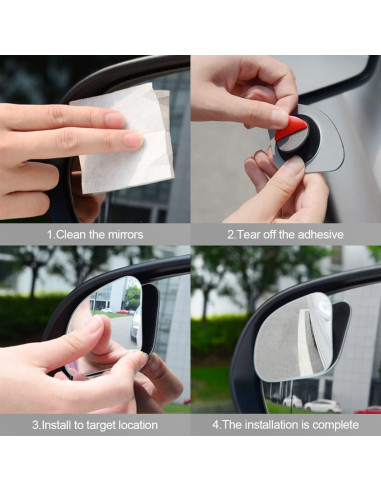 Espejo de Punto Ciego Blilo 2PCS Convexo Ajustable para Auto
