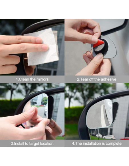 Espejo de Punto Ciego Blilo 2PCS Convexo Ajustable para Auto
