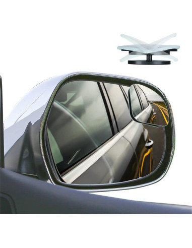 Espejo de Punto Ciego Blilo 2PCS Convexo Ajustable para Auto