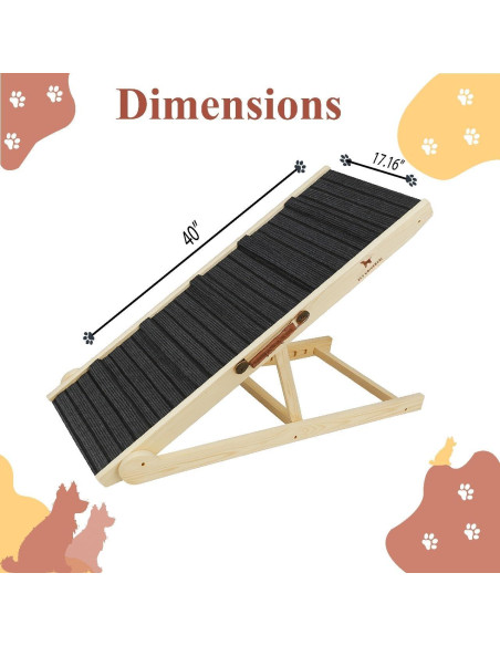 Rampa Ajustable para Perros ELY UNIVERSAL - 30.99 a 64.77 cm