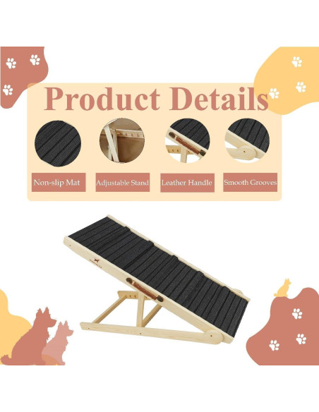 Rampa Ajustable para Perros ELY UNIVERSAL - 30.99 a 64.77 cm