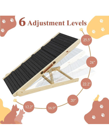Rampa Ajustable para Perros ELY UNIVERSAL - 30.99 a 64.77 cm