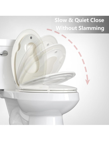 Asiento de Inodoro Alargado GAOMON con Asiento para Niños Color Galleta