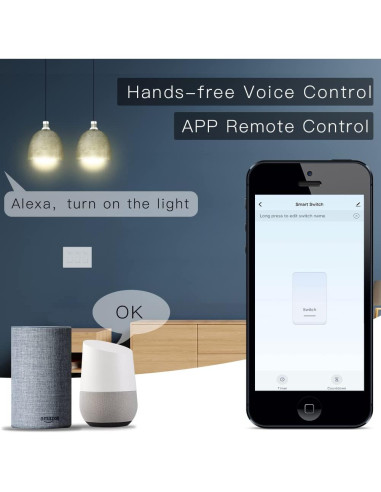 Interruptor de Luz Inteligente WiFi Moes 3 Gang Blanco Control Remoto