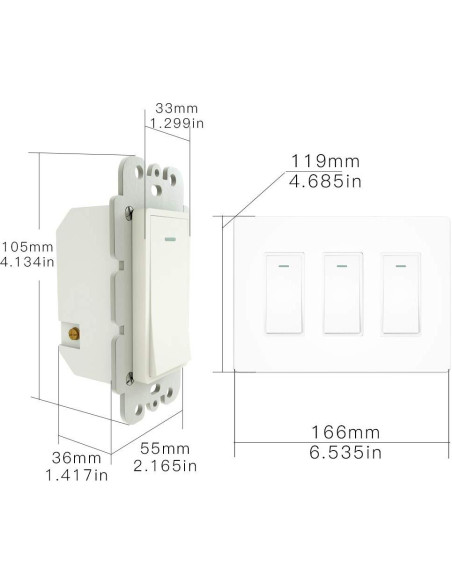 Interruptor de Luz Inteligente WiFi Moes 3 Gang Blanco Control Remoto