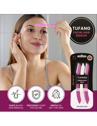 Afeitadoras Faciales Tufang 3pcs para Mujeres - Cuchillas Inox