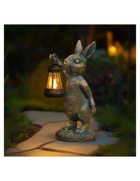 Estatua de Jardín Conejo MININOVA con Linterna Solar 31 cm
