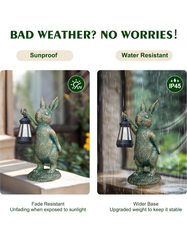 Estatua de Jardín Conejo MININOVA con Linterna Solar 31 cm