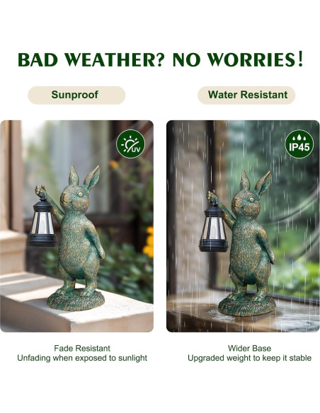Estatua de Jardín Conejo MININOVA con Linterna Solar 31 cm