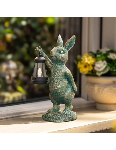 Estatua de Jardín Conejo MININOVA con Linterna Solar 31 cm