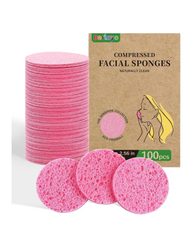 Esponjas Faciales Comprimidas Derloyo 100 Unidades 7.37 cm