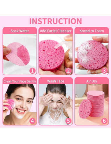 Esponjas Faciales Comprimidas Derloyo 100 Unidades 7.37 cm