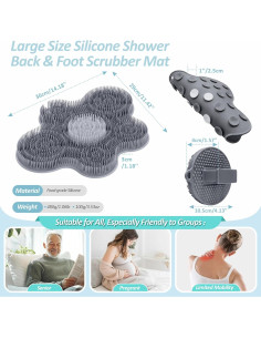 Juego de Estera Exfoliadora y Exfoliador Corporal GEENOA Gris 2