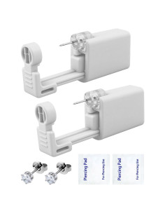 Kit de Perforación de Orejas Blanco - Pistola + Aretes CZ