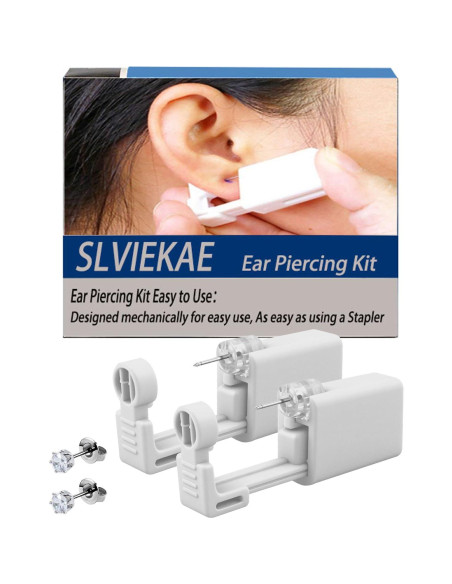 Kit de Perforación de Orejas Blanco - Pistola + Aretes CZ
