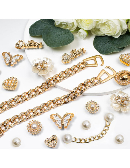 24 Piezas Encantos Brillantes para Zapatos WAQYGZO - Decoración DIY