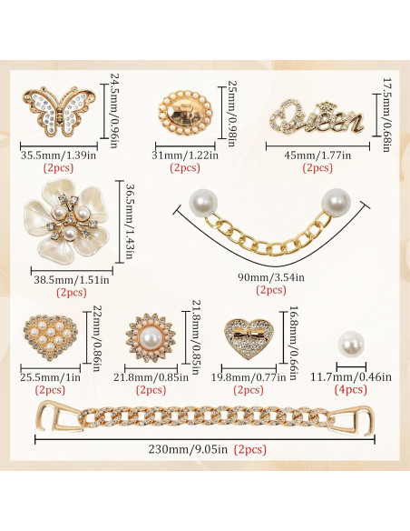 24 Piezas Encantos Brillantes para Zapatos WAQYGZO - Decoración DIY